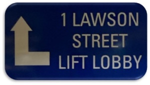 1 Lawson St Lift Lobby Sign